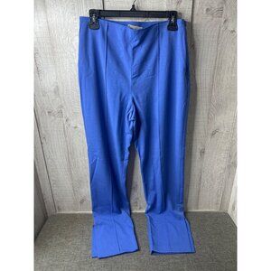 Nic + Zoe Women Blue High Rise Straight Leg Trouser Pants Size 10 Ankle Slit